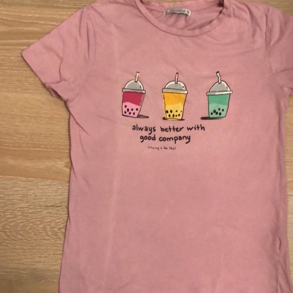 Pull&Bear Graphic Tee Shirt ice cream print. Always better with good company. S - Picture 6 of 6